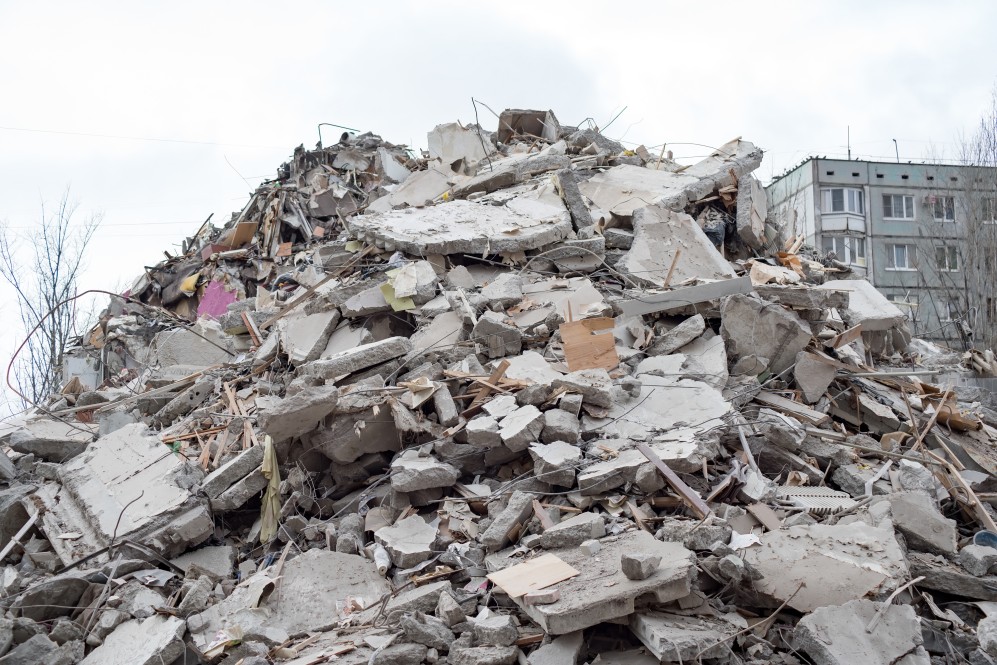Mountain of building rubble