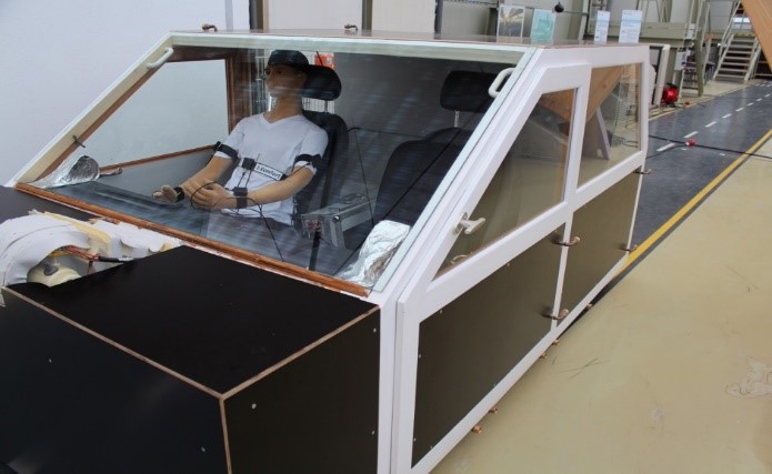 Replica of a vehicle cabin for testing purposes